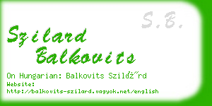 szilard balkovits business card